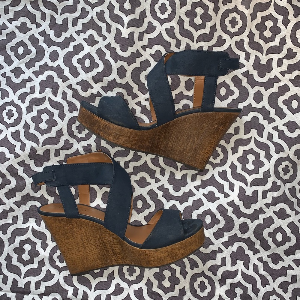 Navy Blue Indigo Rd. Wedge Heels